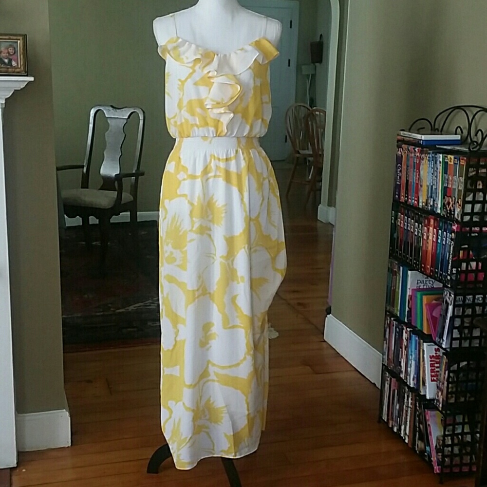 LOFT Yellow and White Floral Maxi Dress